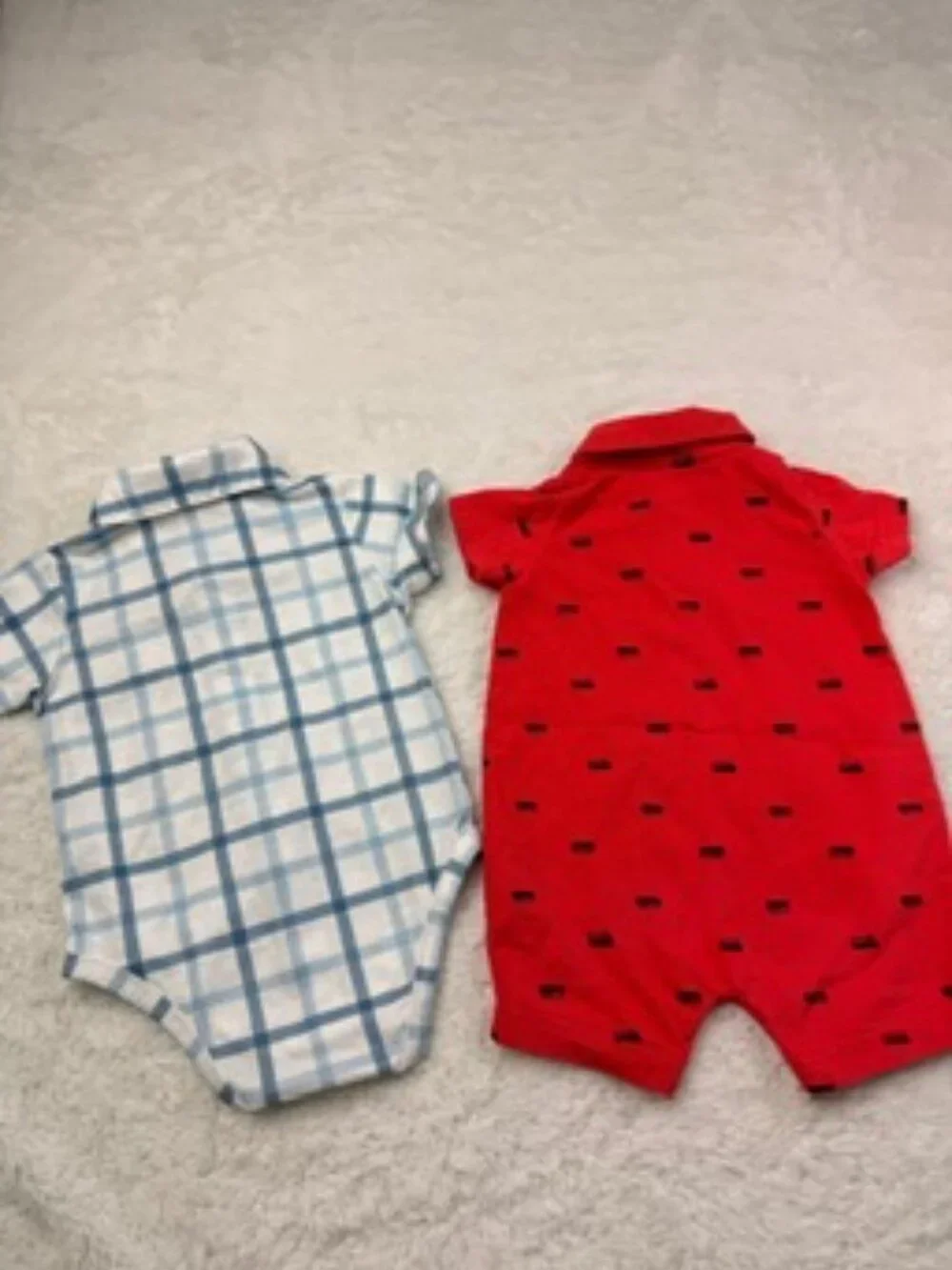 Baby Boy Romper Bundle 3M & 3-6M Plaid Collared & Red Fire Truck Carter’s